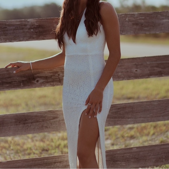 Sau Cream White Lace Ankle Length Dress Size 2 - Picture 1 of 15
